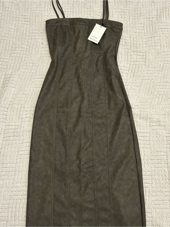 Stitch And Feather Dresses & Skirts - Stitch & Feather Brown Vegan Leather Bodycon Dress, Removable Straps